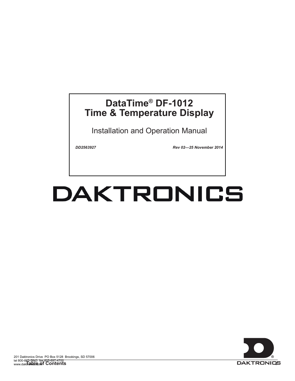 Daktronics DataTime DF-1012 Time & Temperature Display User Manual | 49 pages