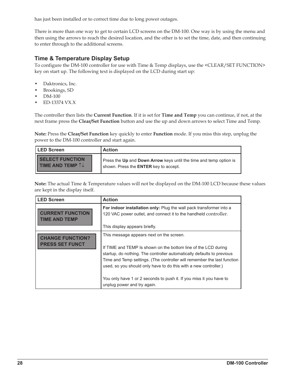 Time & temperature display setup | Daktronics DataTime DF-1012 Time & Temperature Display User Manual | Page 32 / 49