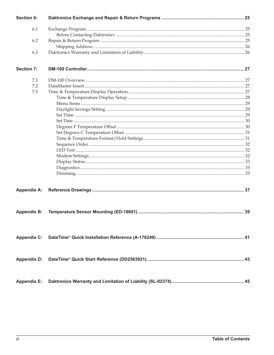 Daktronics DataTime DF-1012 Time & Temperature Display User Manual | Page 4 / 49