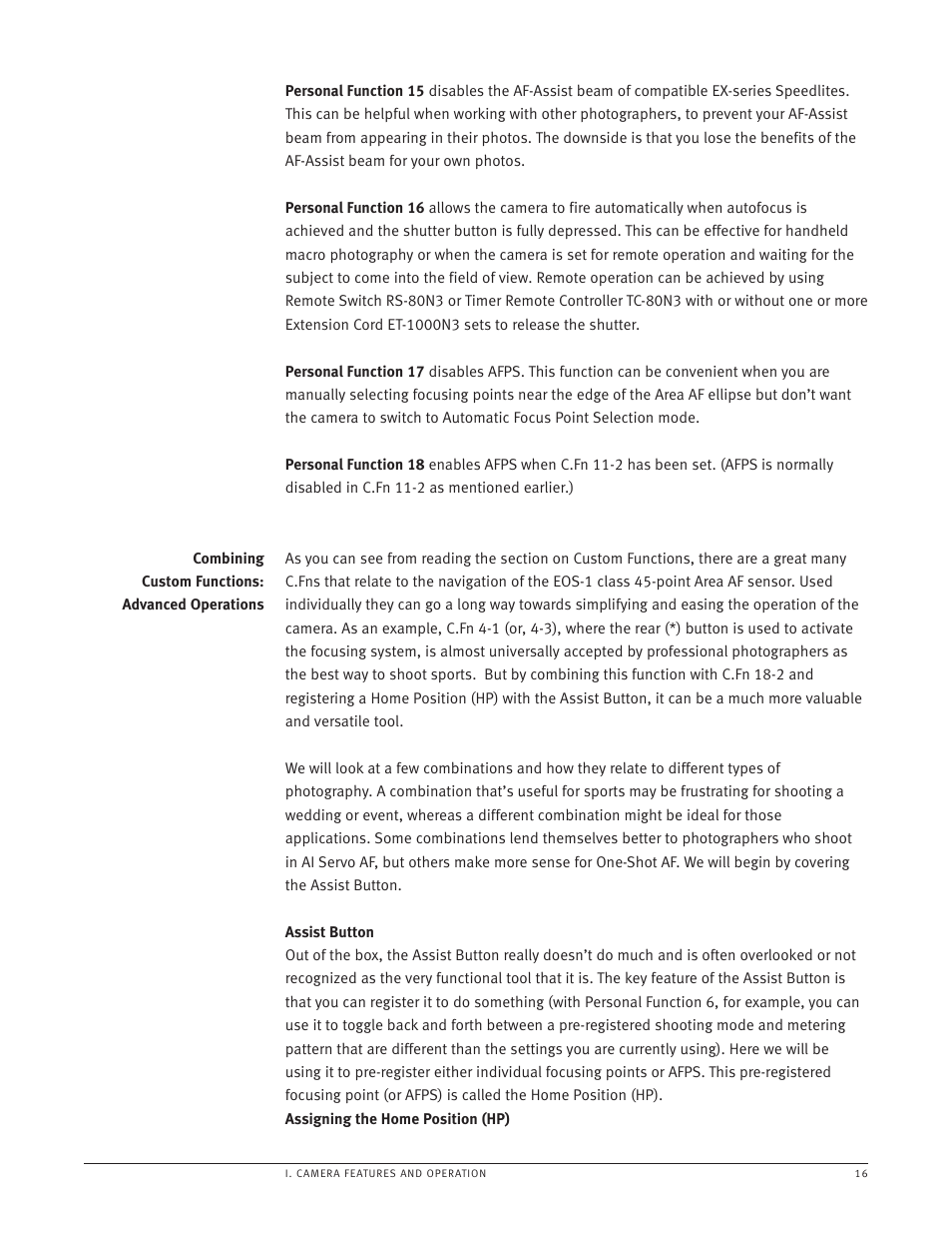 Combining custom functions: advanced operations | Canon EOS-1 User Manual | Page 16 / 35