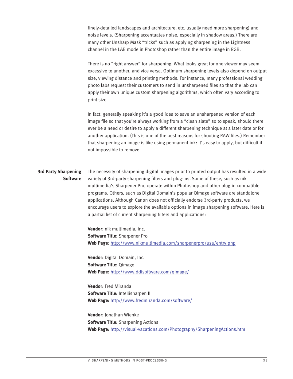 3rd party sharpening software | Canon EOS-1 User Manual | Page 31 / 35