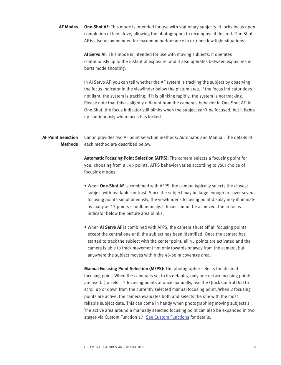 Select focusing points manually, Af point selection methods | Canon EOS-1 User Manual | Page 8 / 35