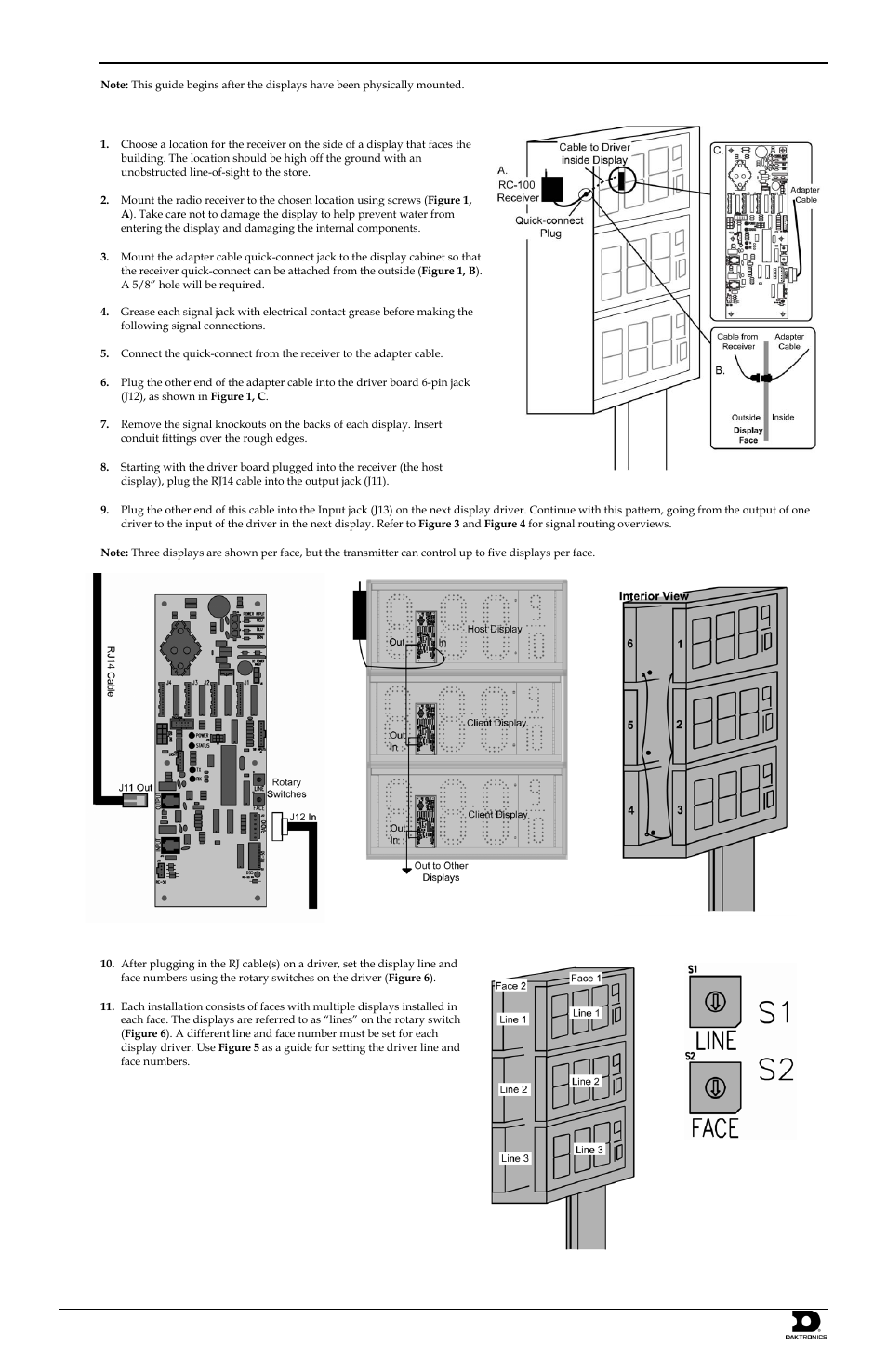 Daktronics Digit Display Installation with FLR-500 Control Kit User Manual | 2 pages