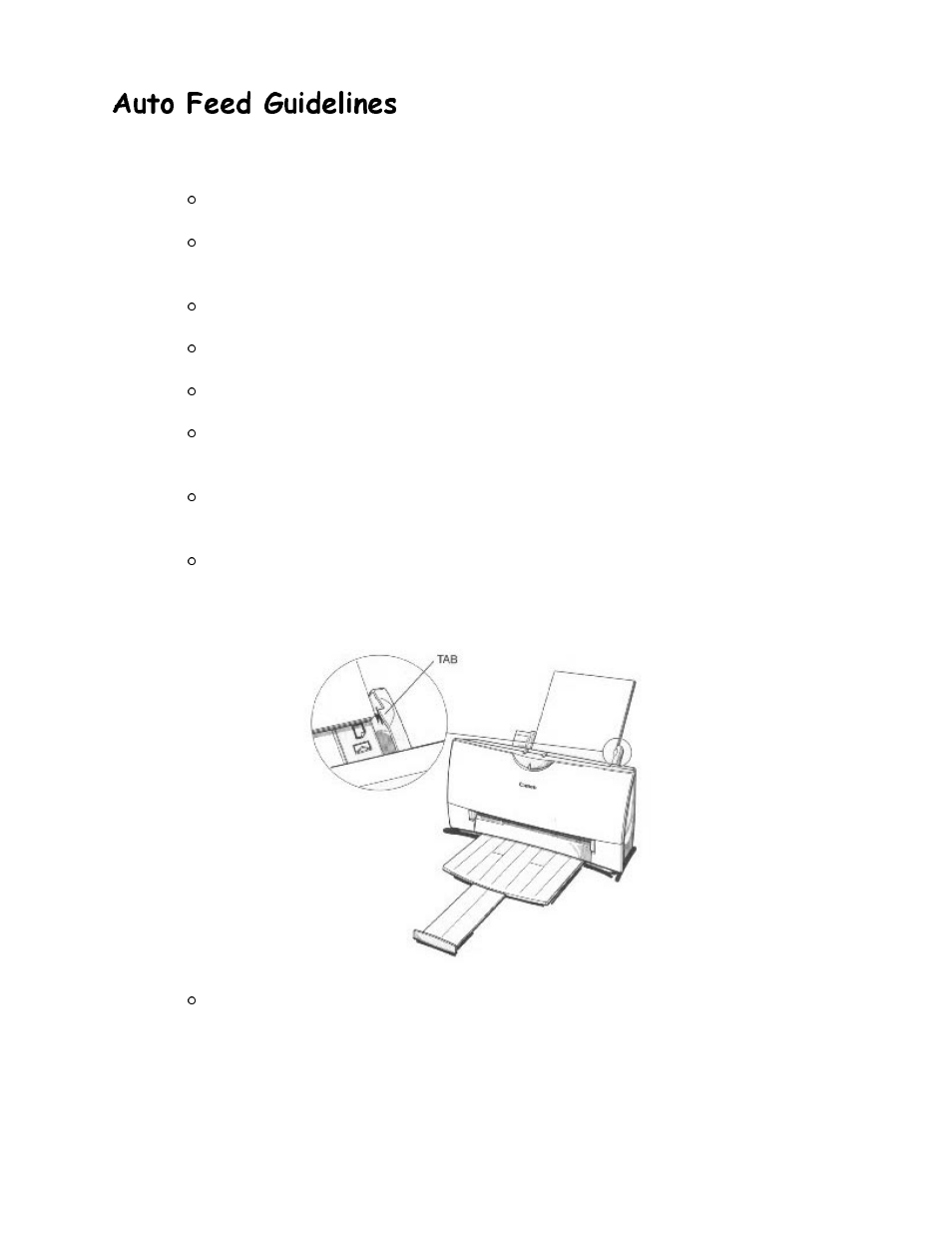 Auto feed guidelines, Xwr )hhg *xlgholqhv | Canon BJC-4200 User Manual | Page 33 / 82