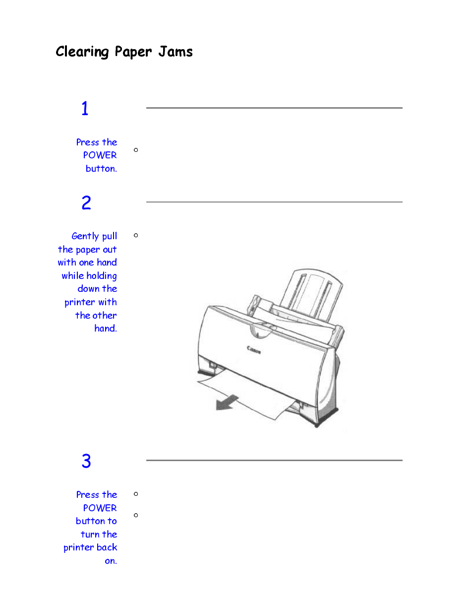 Clearing paper jams, Ohdulqj 3dshu -dpv | Canon BJC-4200 User Manual | Page 73 / 82