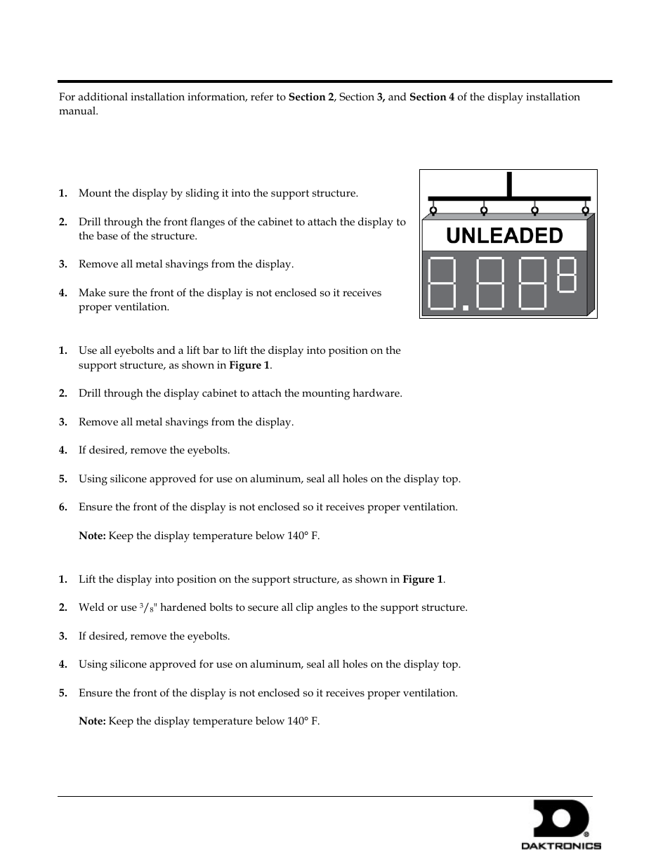 Daktronics Fuellight Display User Manual | 2 pages