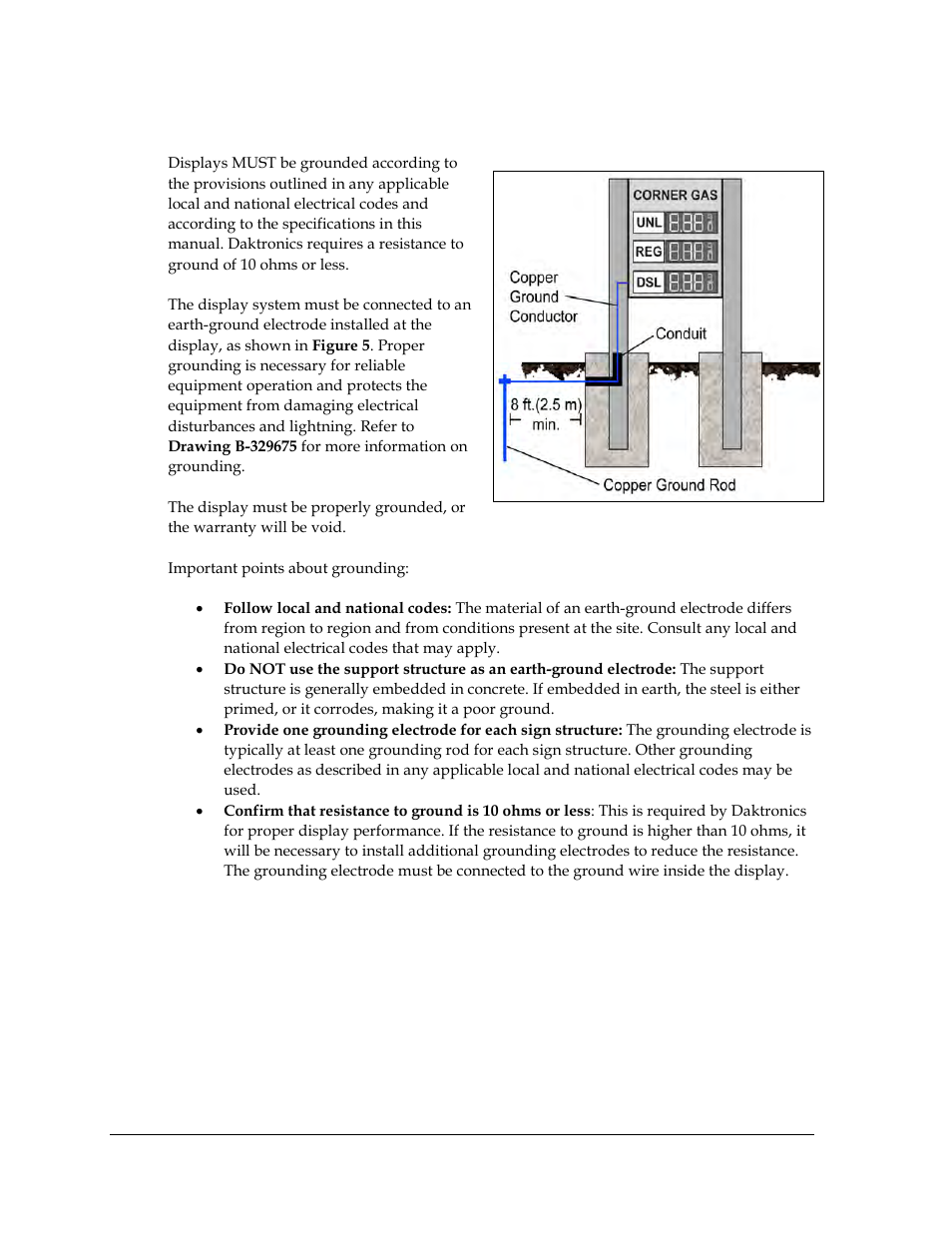 2 grounding, Grounding | Daktronics Fuelight FL-2109 Series Petroleum Price Displays User Manual | Page 12 / 41