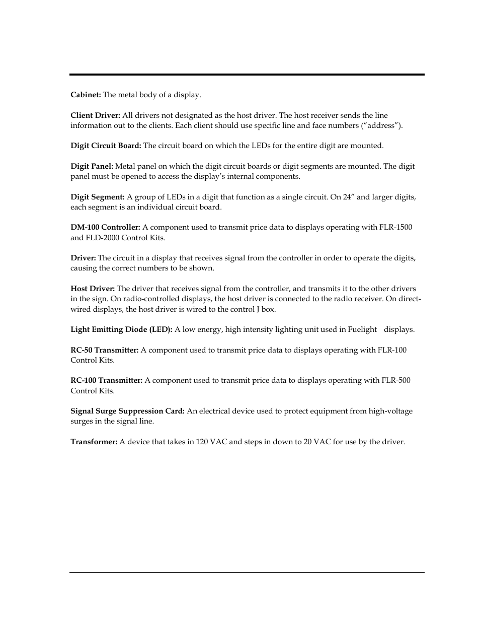 Glossary | Daktronics Fuelight FL-2109 Series Petroleum Price Displays User Manual | Page 37 / 41