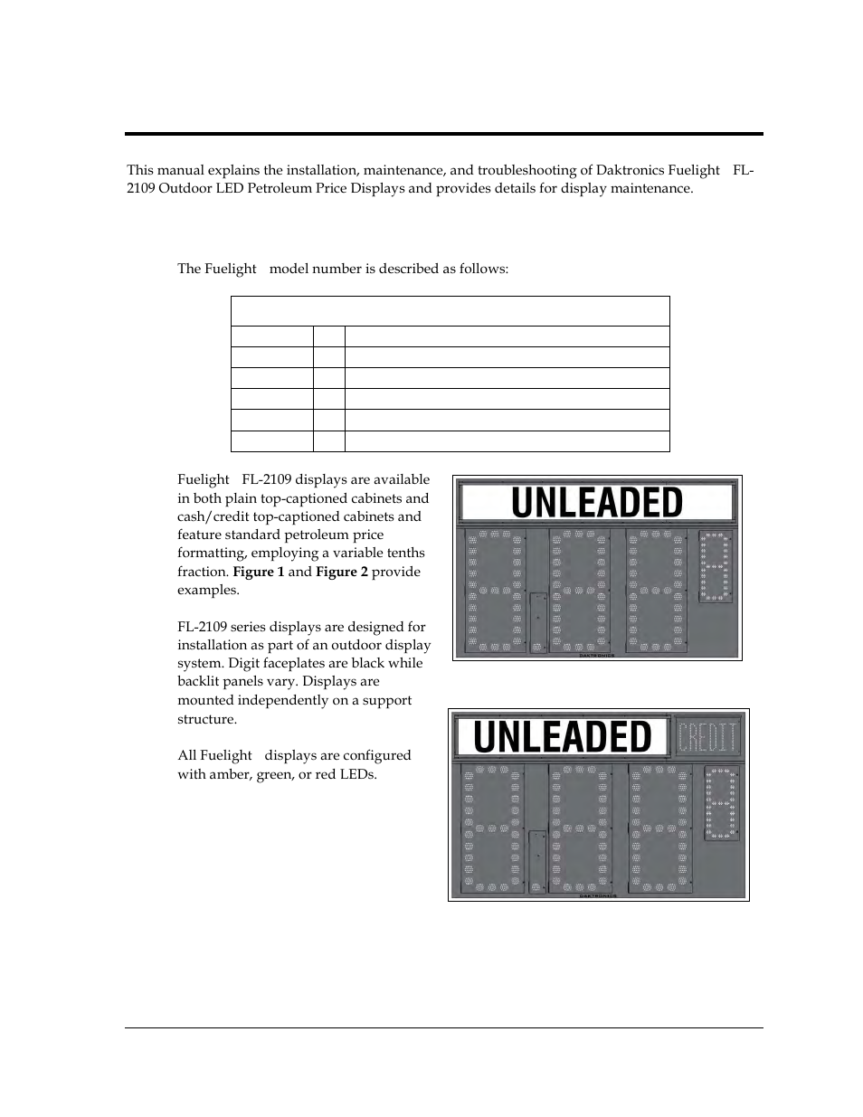 Section 1: introduction, 1 display overview, Section 1 | Introduction, Display overview | Daktronics Fuelight FL-2109 Series Petroleum Price Displays User Manual | Page 7 / 41