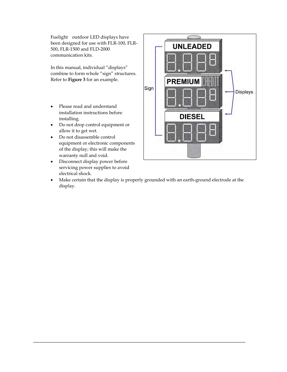 2 safety precautions, Safety precautions | Daktronics Fuelight FL-2109 Series Petroleum Price Displays User Manual | Page 8 / 41