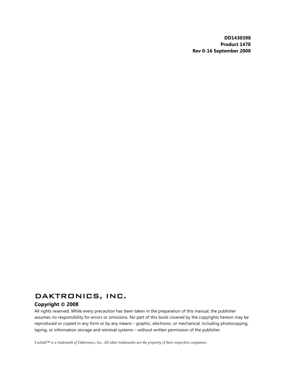 Daktronics, inc | Daktronics Fuelink User Manual | Page 2 / 45