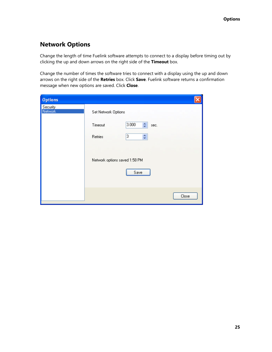 Network options | Daktronics Fuelink User Manual | Page 31 / 45