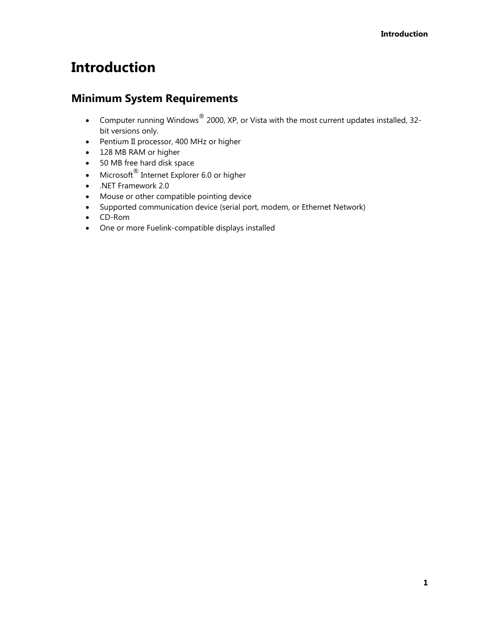 Introduction, Minimum system requirements | Daktronics Fuelink User Manual | Page 7 / 45