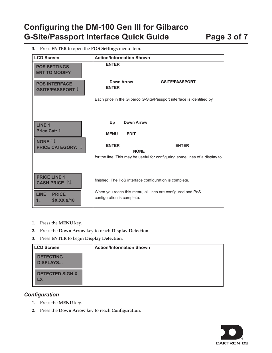 Daktronics Configuring the DM-100 Gen III for Gilbarco G-Site/Passport Interface User Manual | Page 3 / 7