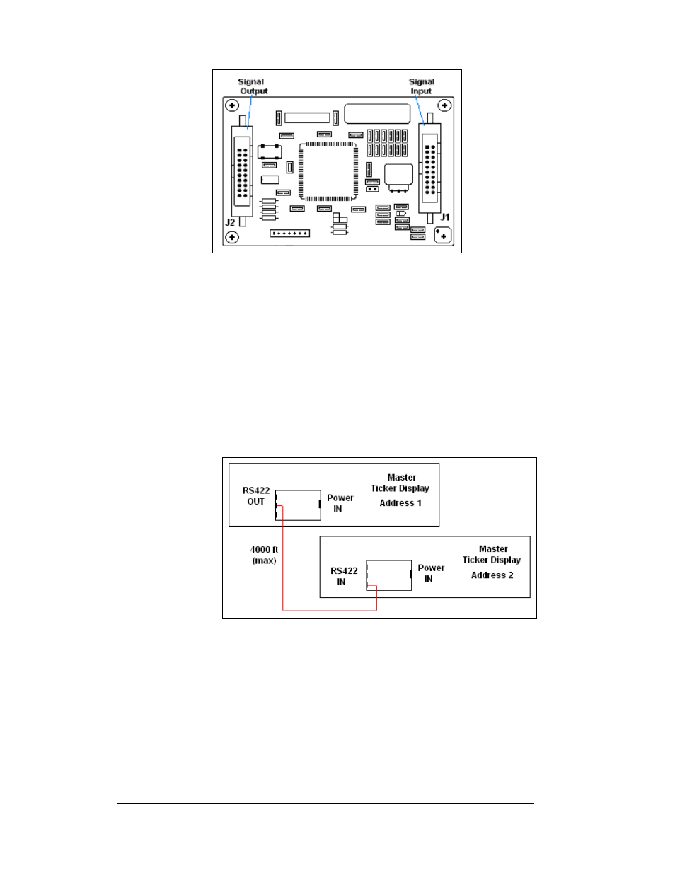 Master to master connections, Master to master connections -6, Figure 13: shift board | Figure 14: master-master rs422 connection, Figure 13, 5 master to master connections | Daktronics KE-1010-7.6-RG User Manual | Page 22 / 64