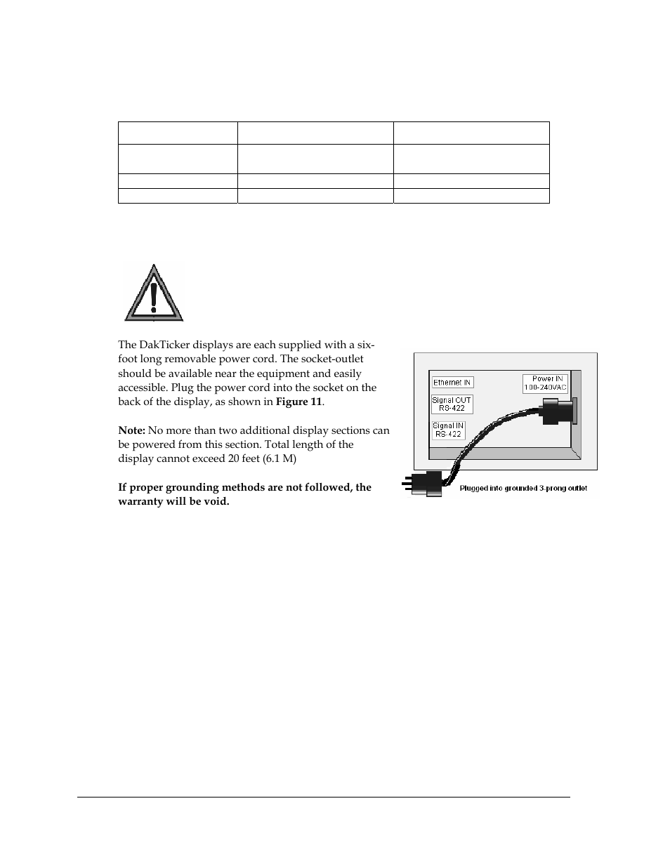 Power cord  grounding, Power cord - grounding, Figure 11: power cord connection | 2 power cord - grounding | Daktronics KE-1010-7.6-RG User Manual | Page 14 / 61