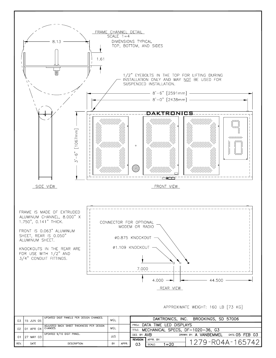 Drawing a-165742 | Daktronics DF-1020 User Manual | Page 67 / 100