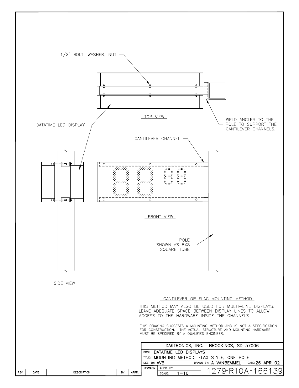 Drawing a-166139 | Daktronics DF-1020 User Manual | Page 69 / 100