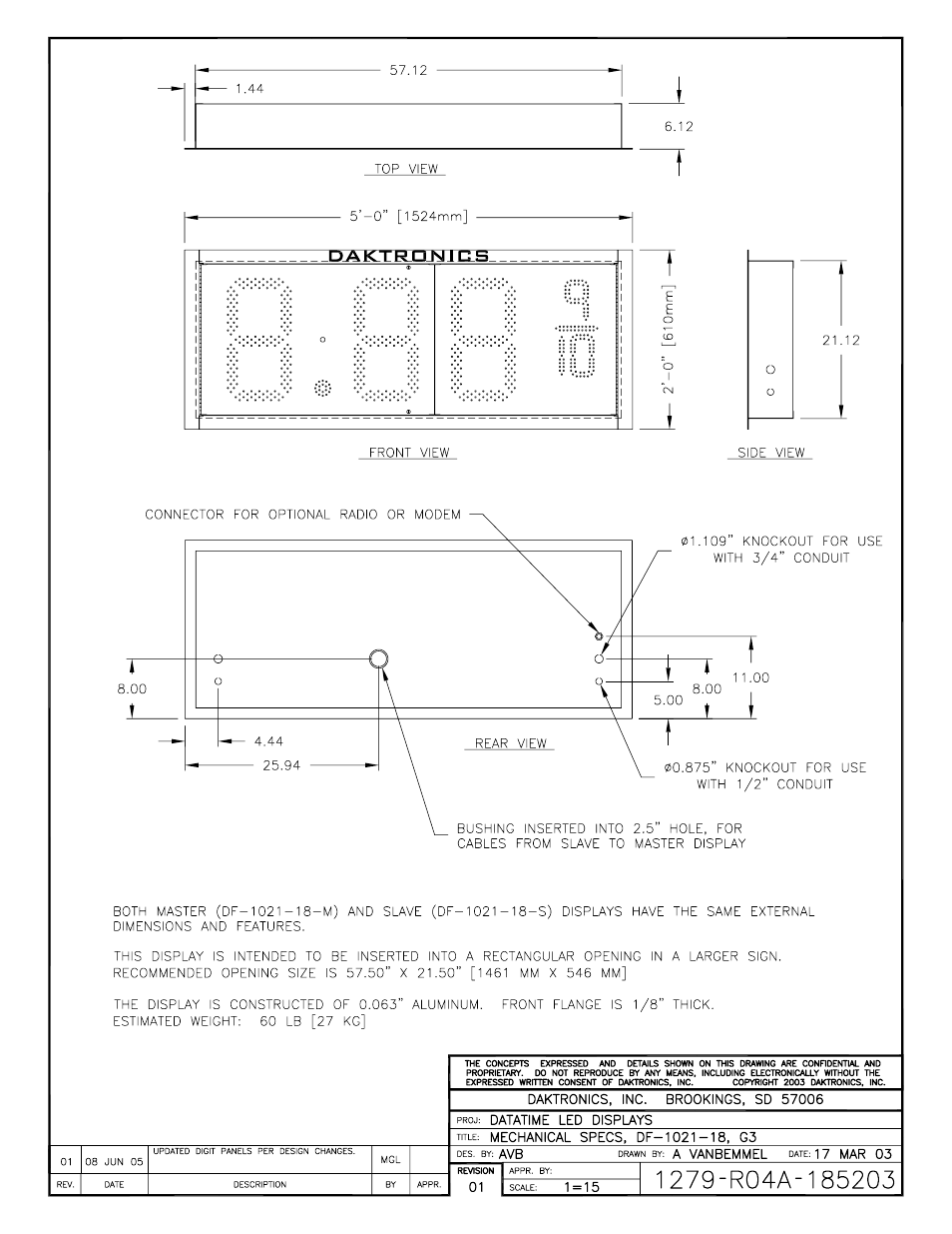 Drawing a-185203 | Daktronics DF-1020 User Manual | Page 90 / 100
