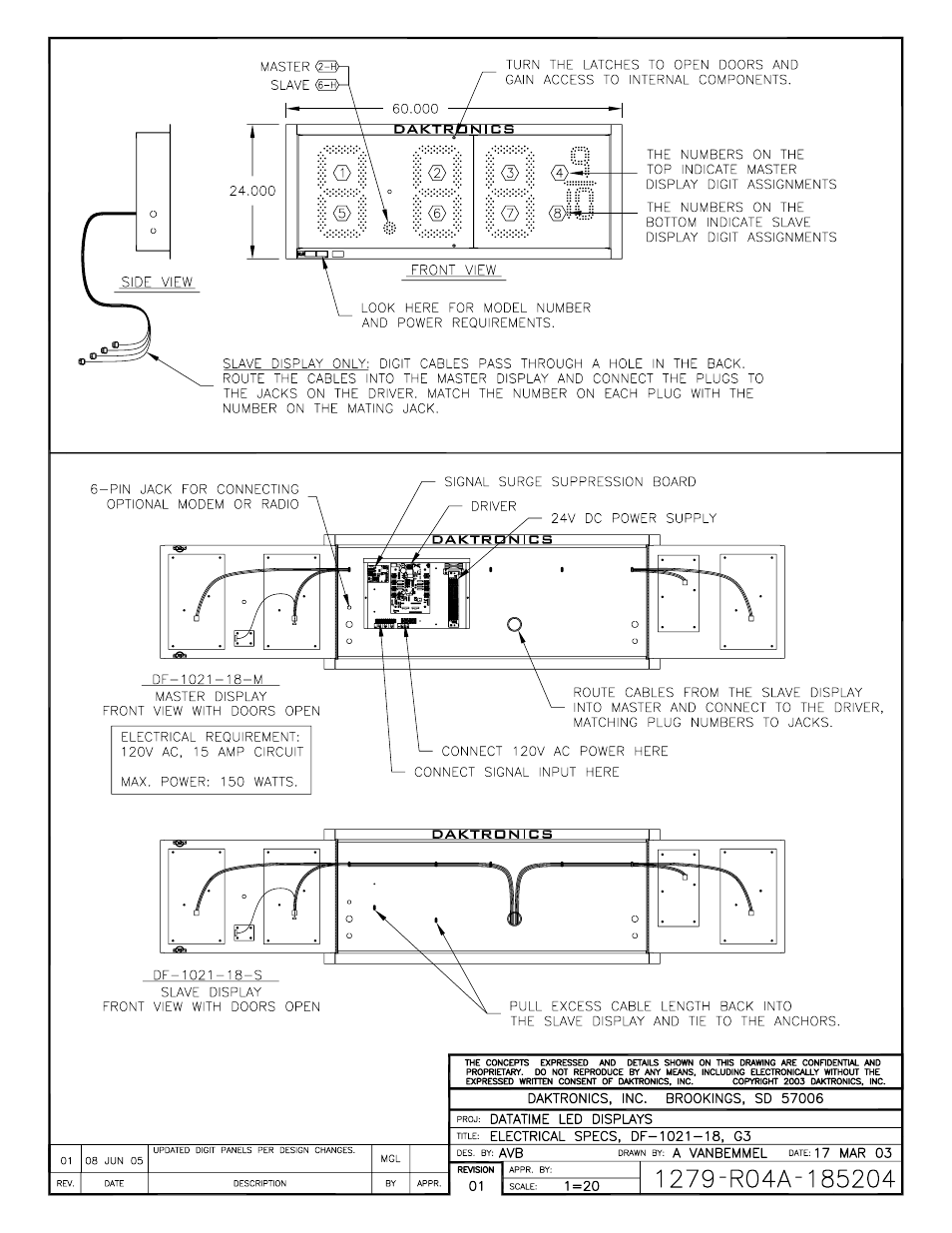 Drawing a-185204 | Daktronics DF-1020 User Manual | Page 91 / 100
