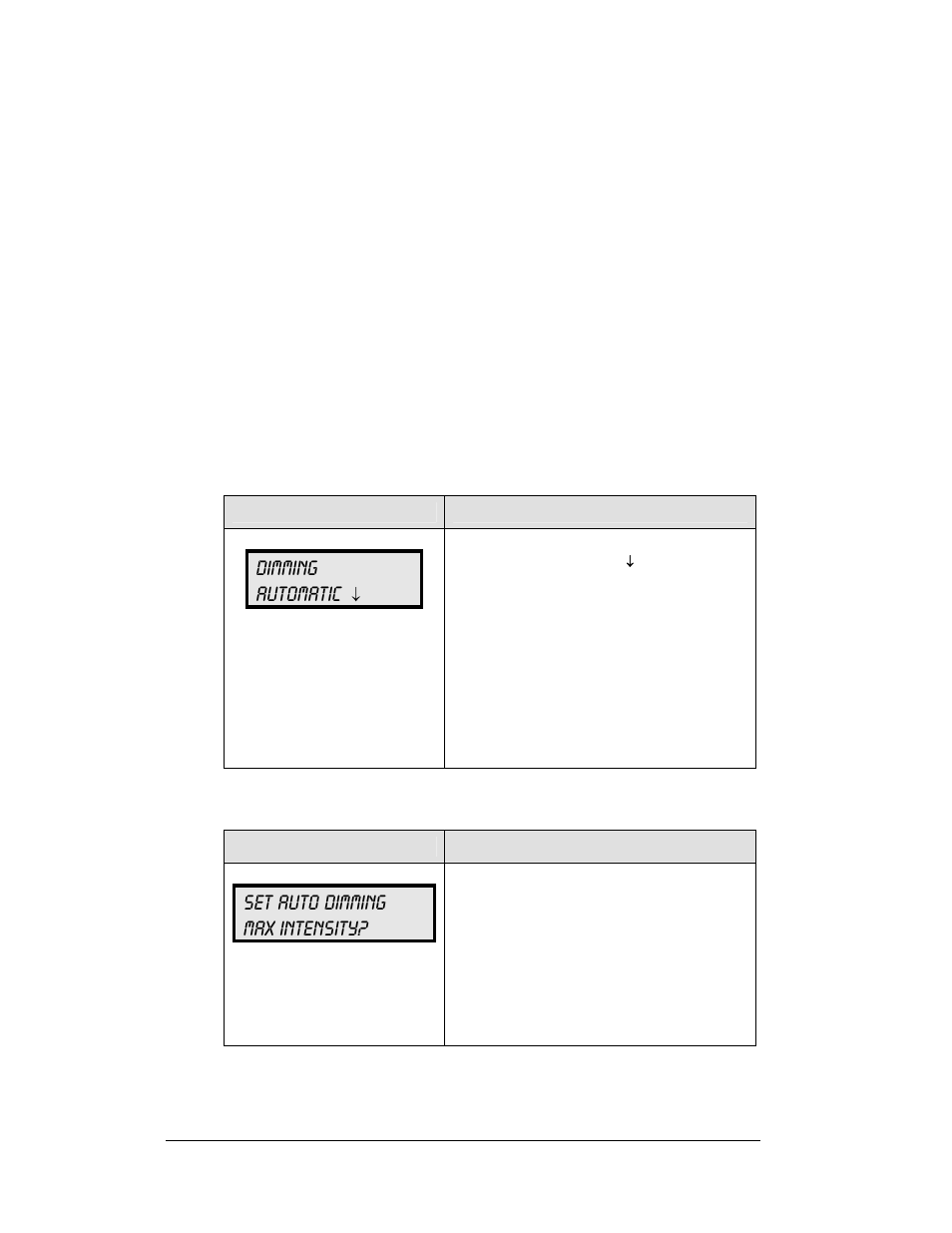 Display status, Set time, Dimming | Display status -6, Set time -6, Dimming -6, Dimming automatic, Set auto dimming max intensity | Daktronics DF-1030 User Manual | Page 50 / 96