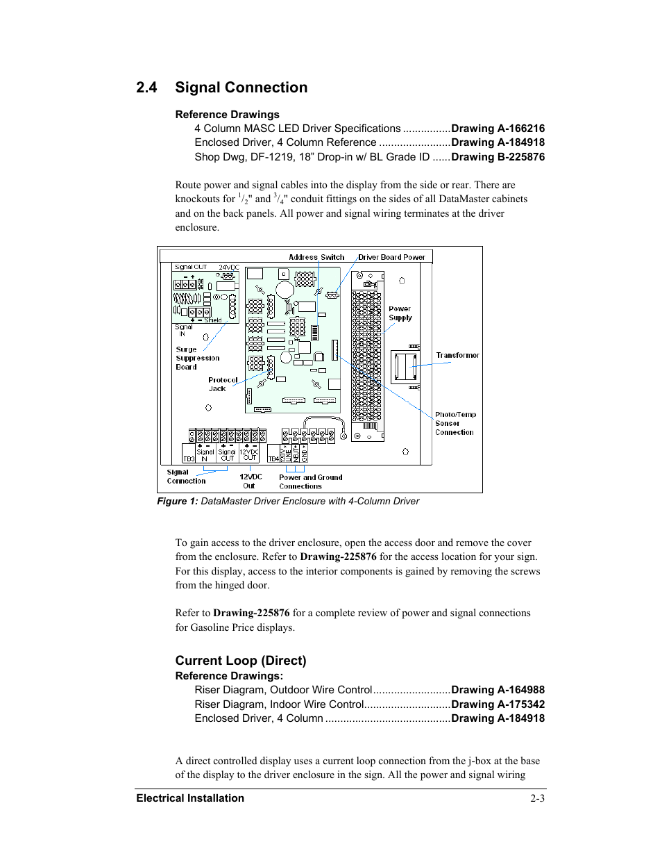 4 signal connection, Current loop (direct) | Daktronics DF-12xx User Manual | Page 15 / 68