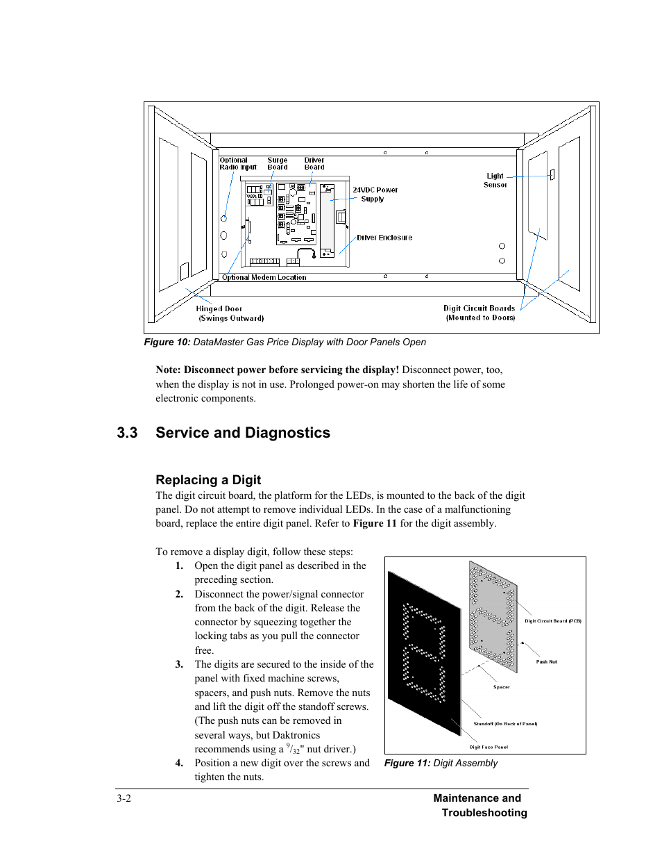 3 service and diagnostics | Daktronics DF-12xx User Manual | Page 24 / 68