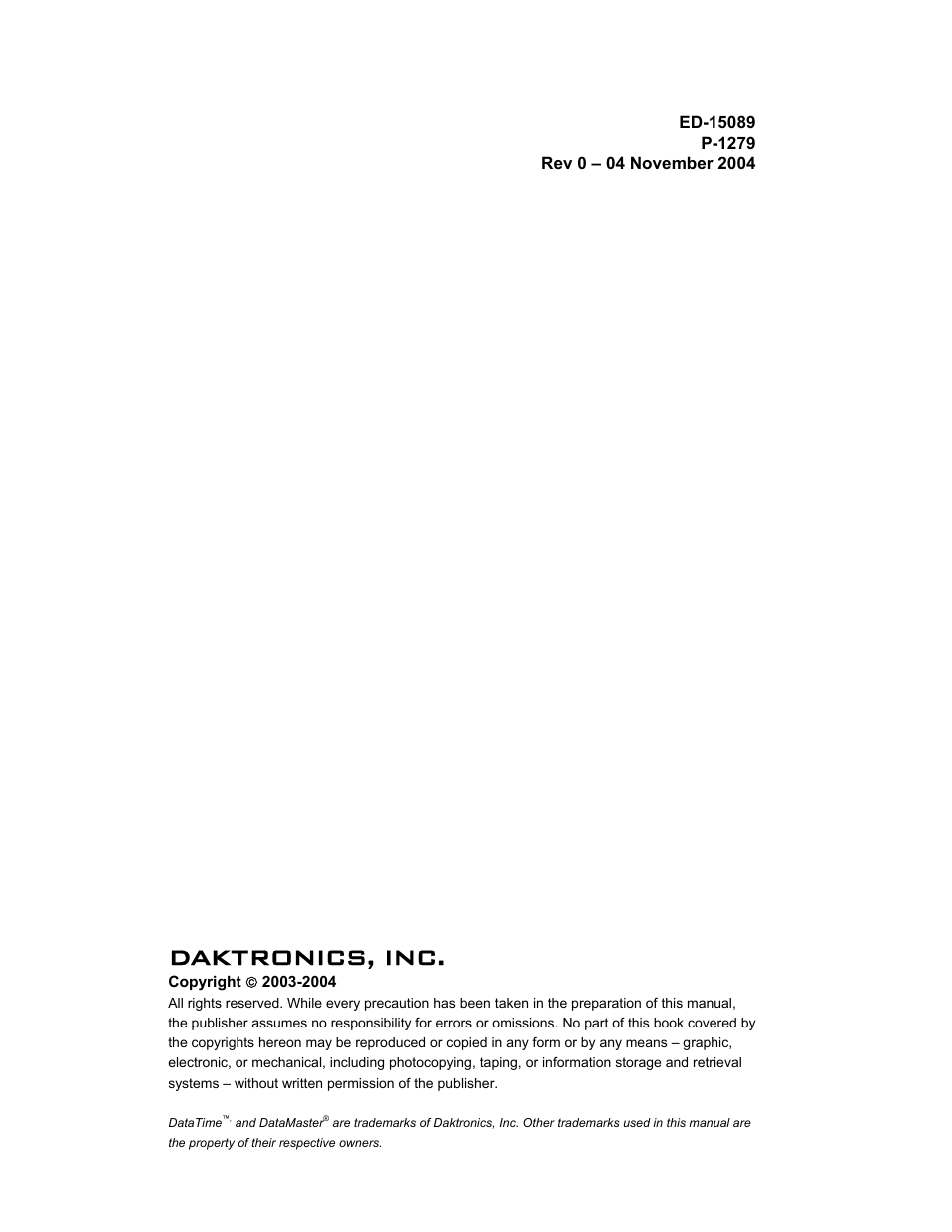 Daktronics, inc | Daktronics DF-12xx User Manual | Page 3 / 68