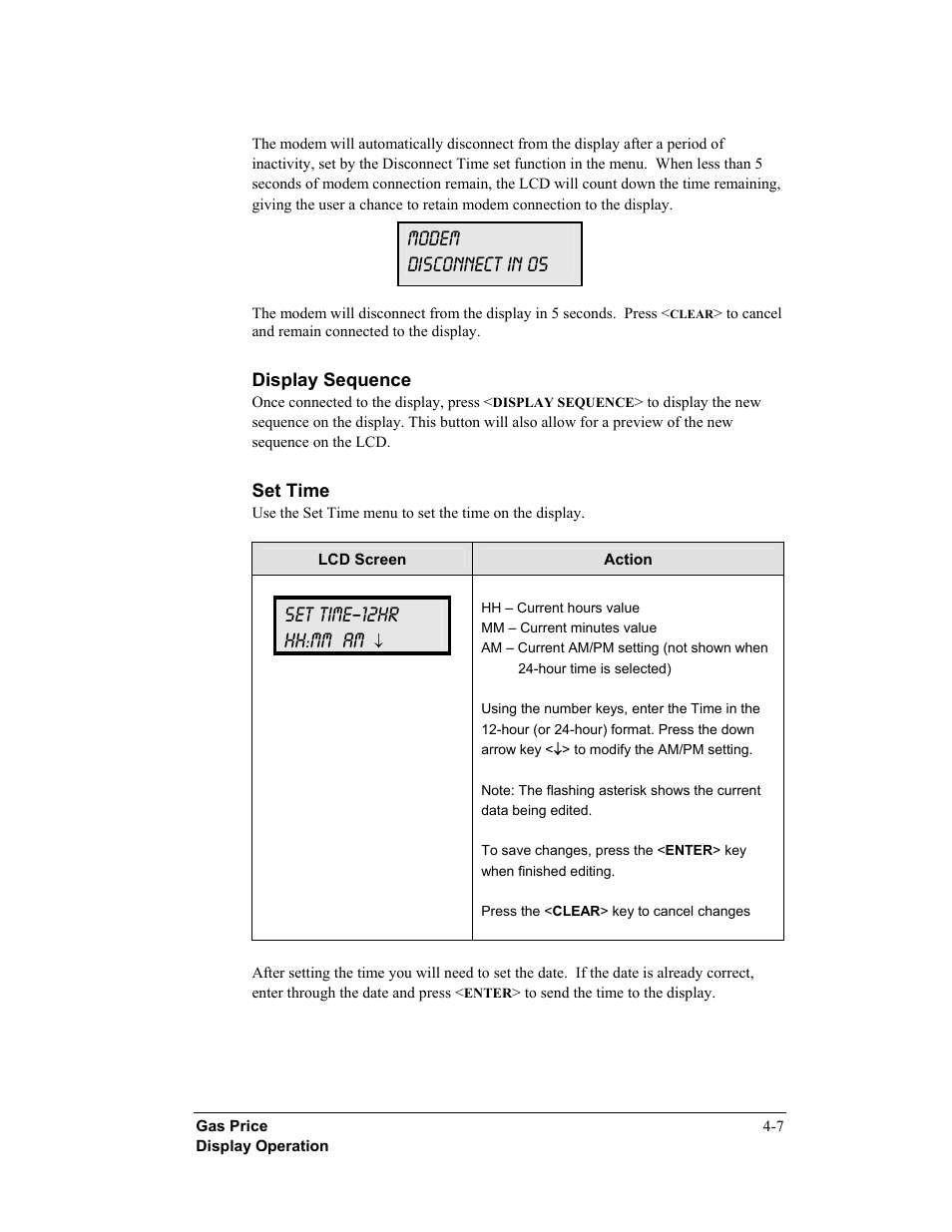 Set time–12hr hh:mm am, Modem disconnect in 05 | Daktronics DF-12xx User Manual | Page 41 / 68