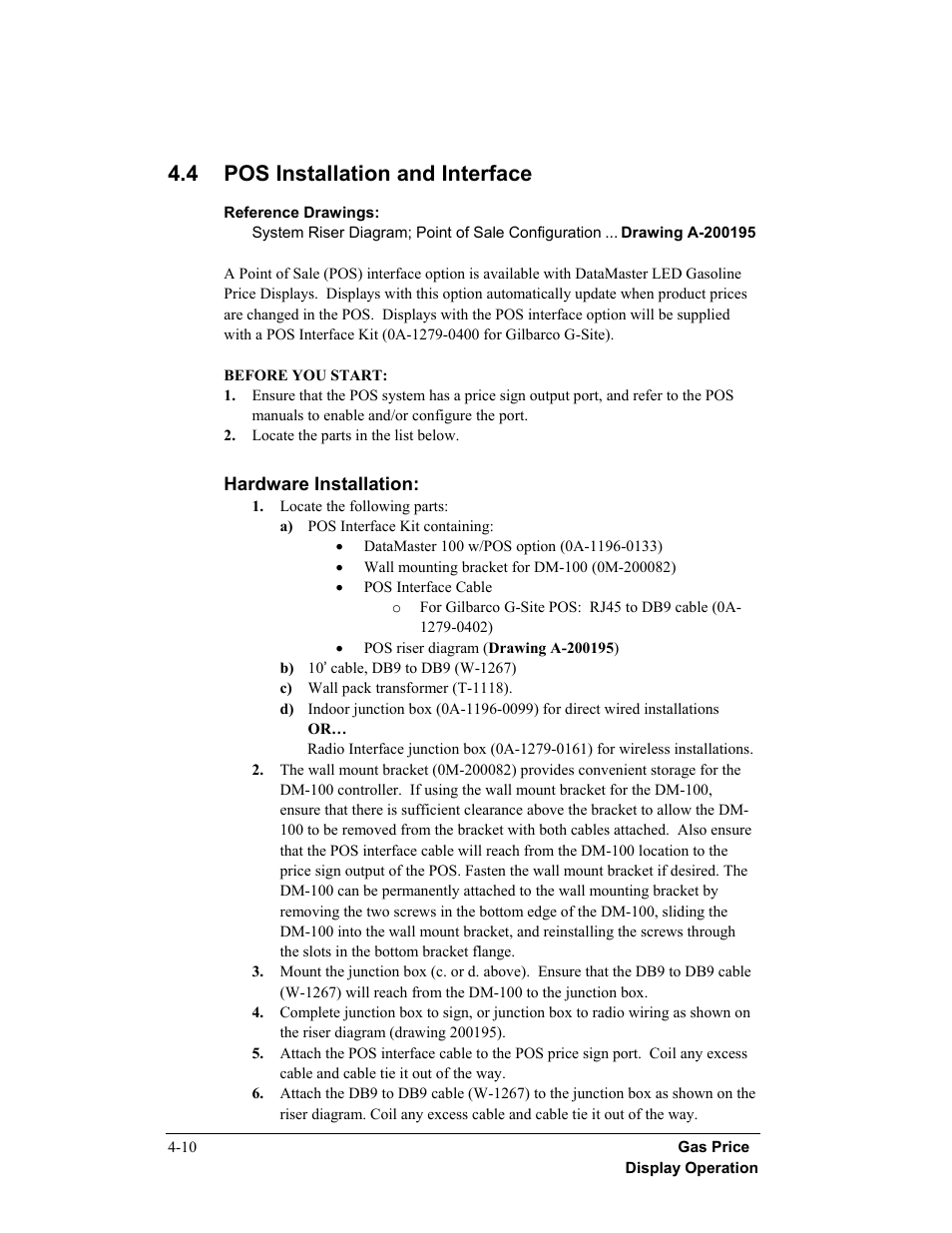 4 pos installation and interface | Daktronics DF-12xx User Manual | Page 44 / 68