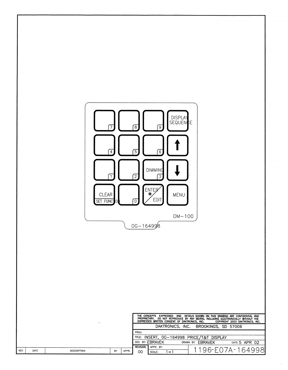 Drawing a-164998 | Daktronics DF-12xx User Manual | Page 50 / 68