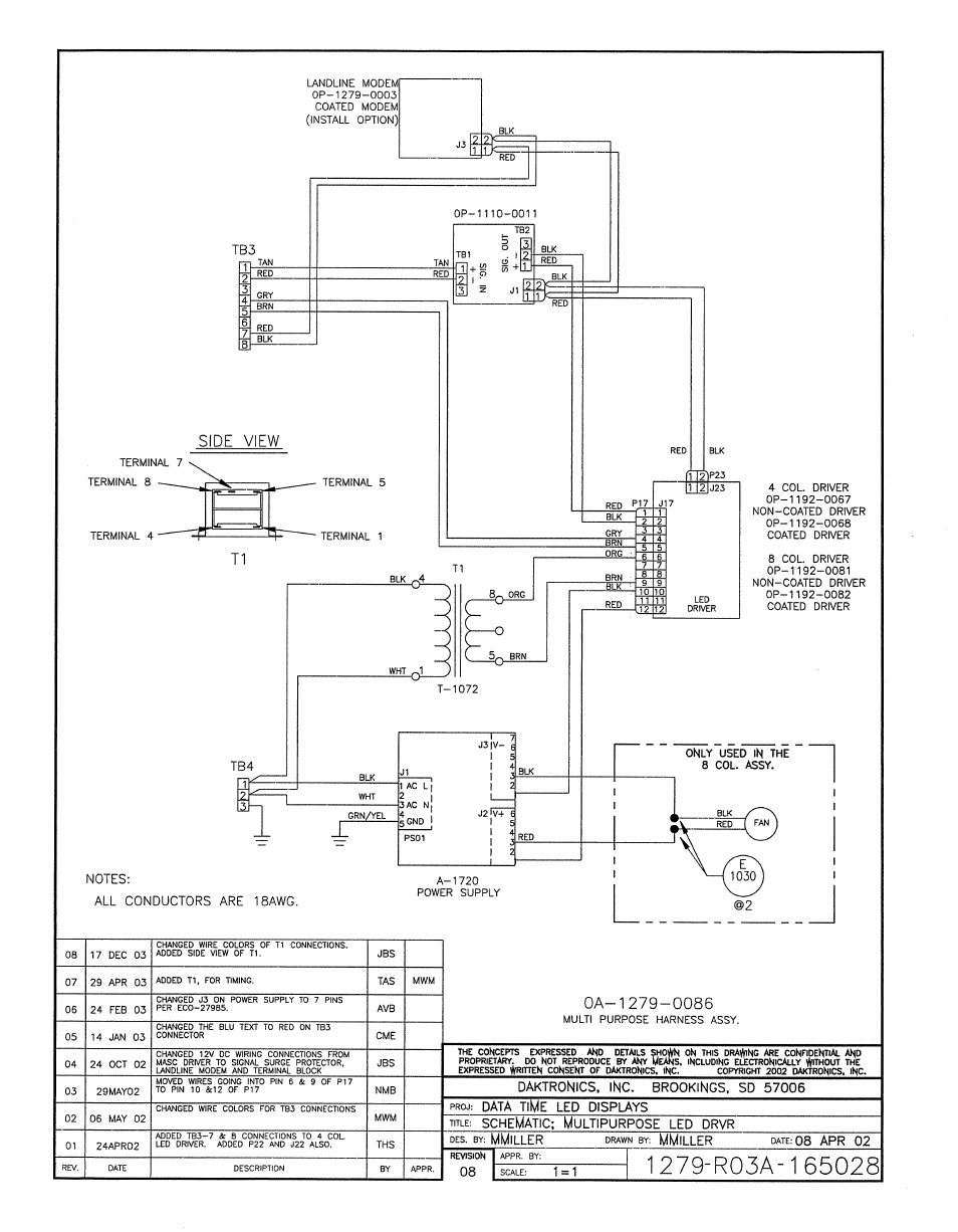 Drawing a-165028 | Daktronics DF-12xx User Manual | Page 51 / 68