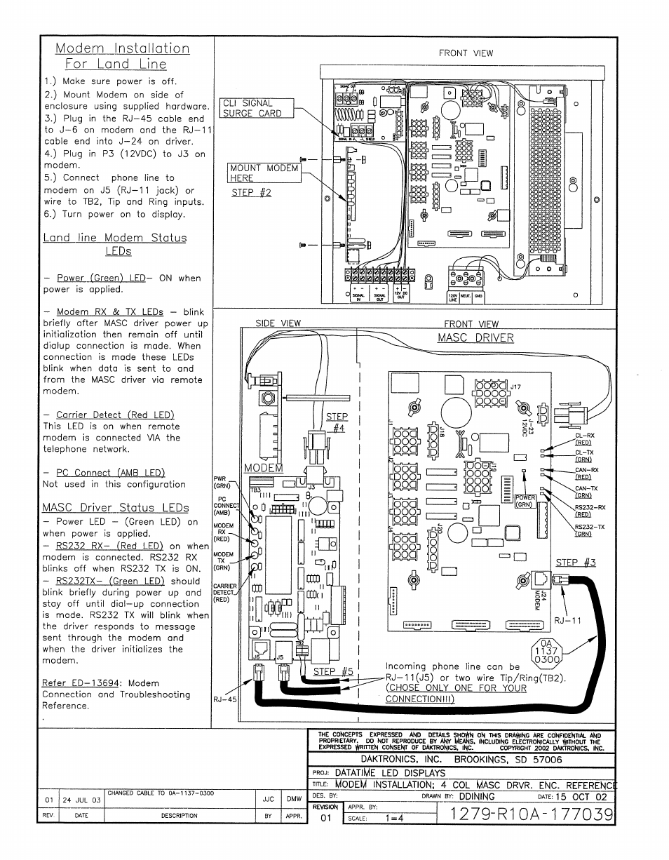 Drawing a-177039 | Daktronics DF-12xx User Manual | Page 55 / 68