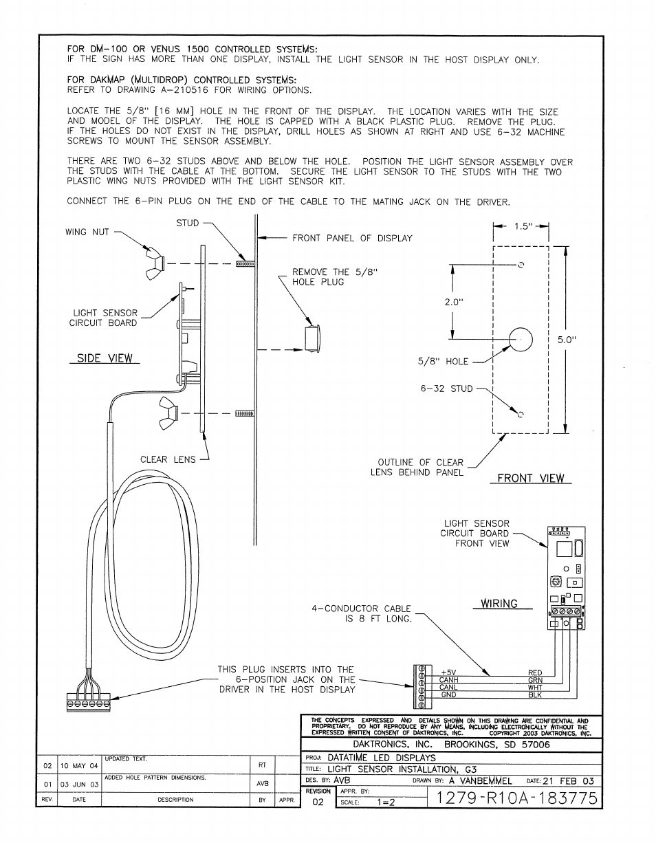 Drawing a-183775 | Daktronics DF-12xx User Manual | Page 56 / 68