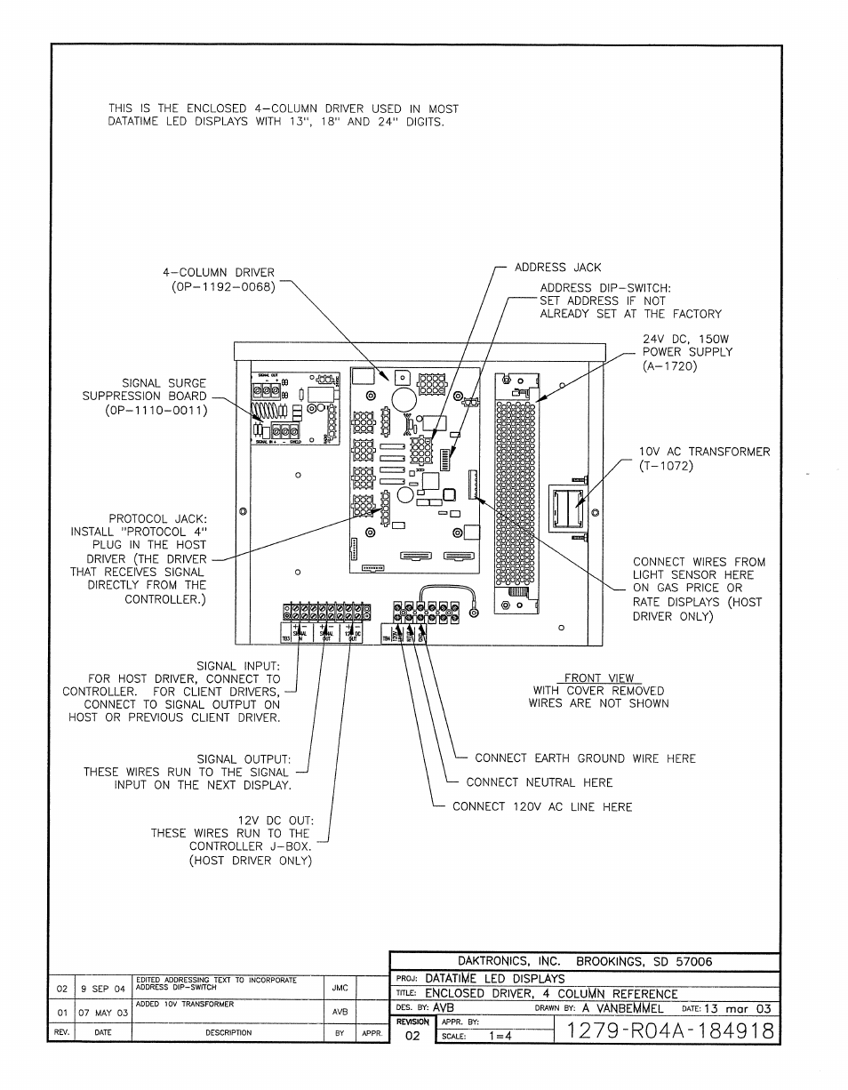 Drawing a-184918 | Daktronics DF-12xx User Manual | Page 57 / 68