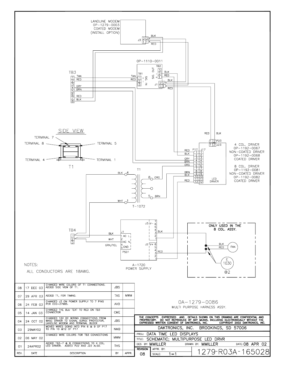 Drawing a-165028 | Daktronics DF-12xx User Manual | Page 66 / 101