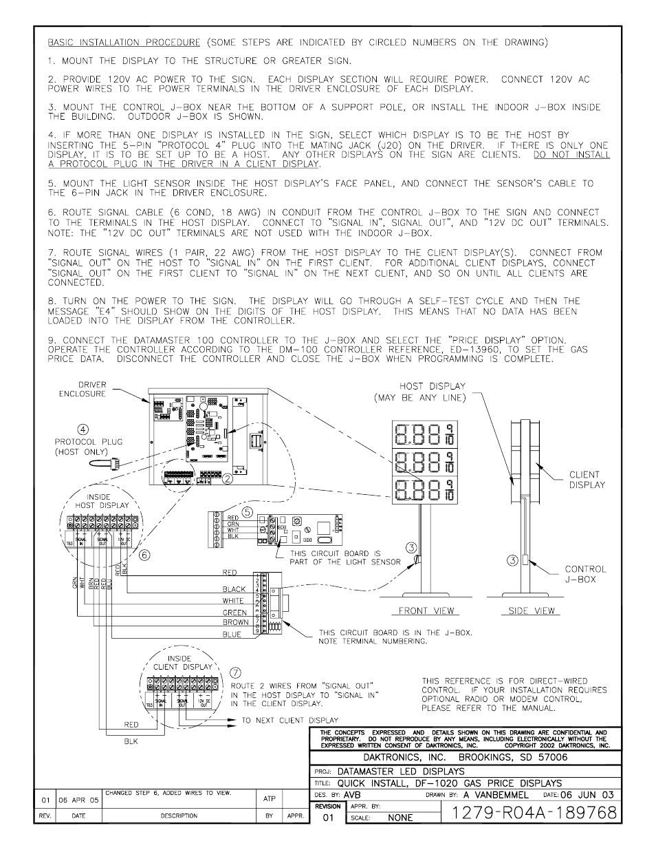 Drawing a-189768 | Daktronics DF-12xx User Manual | Page 79 / 101