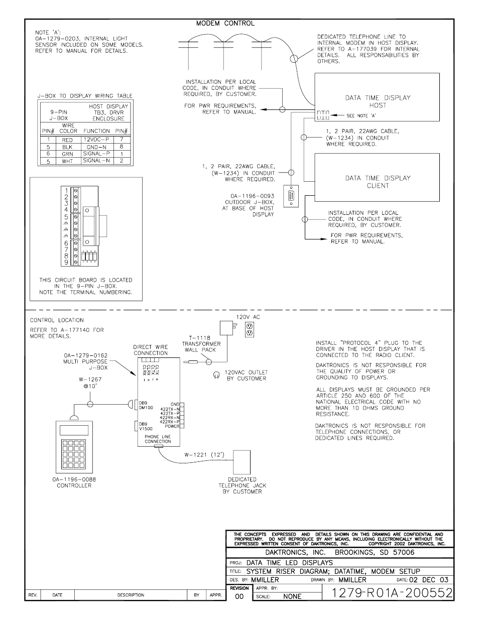 Drawing a-200552 | Daktronics DF-12xx User Manual | Page 82 / 101