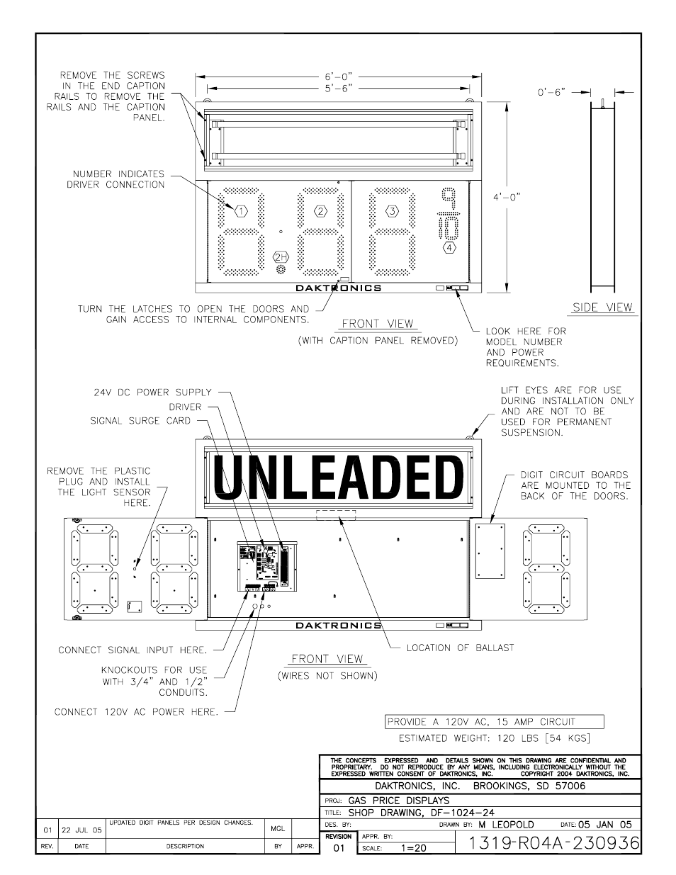 Drawing a-230936 | Daktronics DF-12xx User Manual | Page 86 / 101