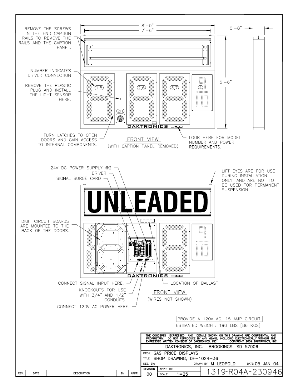 Drawing a-230946 | Daktronics DF-12xx User Manual | Page 87 / 101