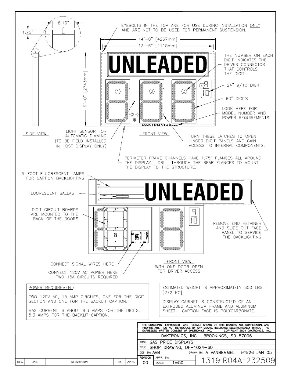 Drawing a-232509 | Daktronics DF-12xx User Manual | Page 89 / 101