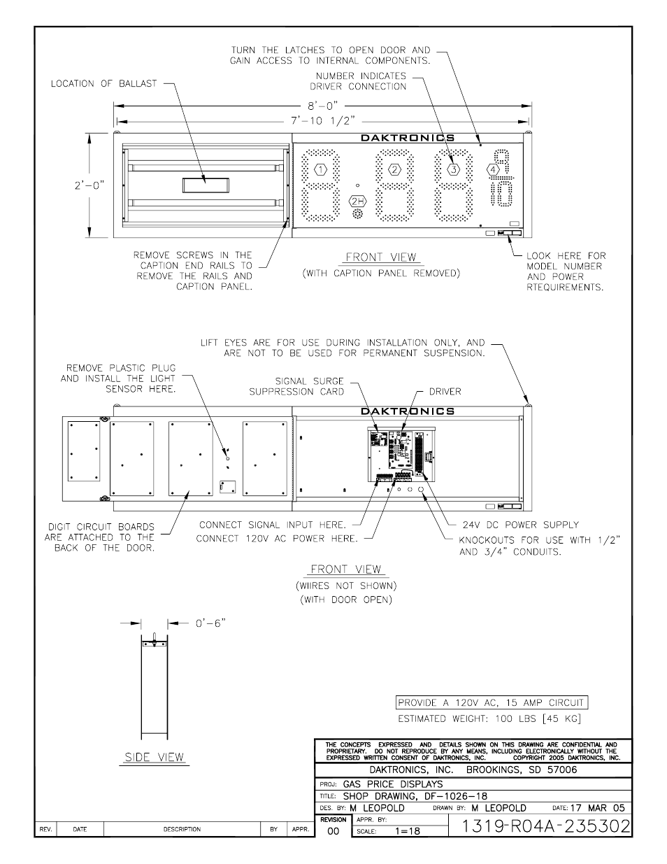 Drawing a-235302 | Daktronics DF-12xx User Manual | Page 92 / 101