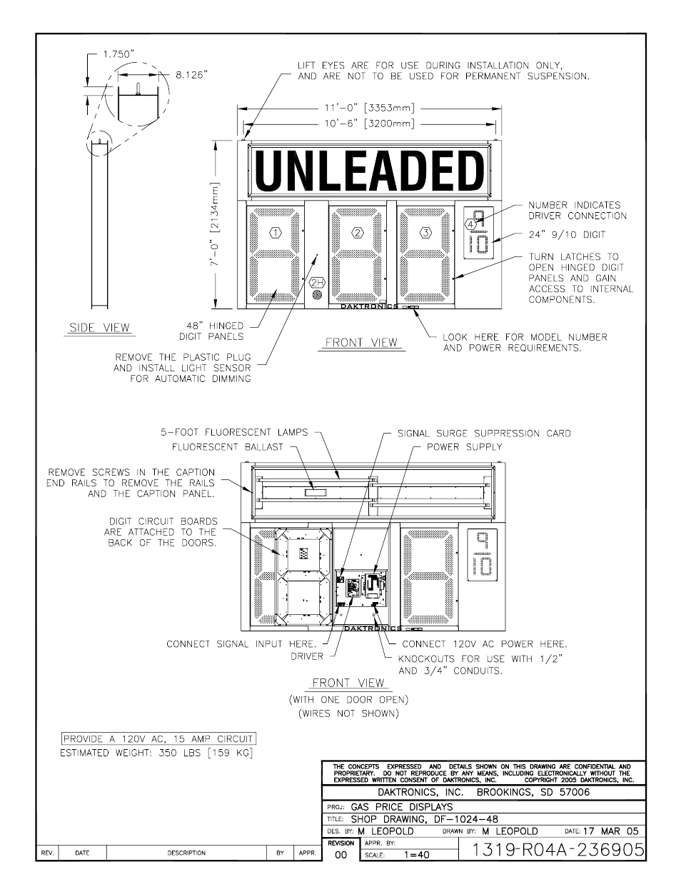 Drawing a-236905 | Daktronics DF-12xx User Manual | Page 93 / 101