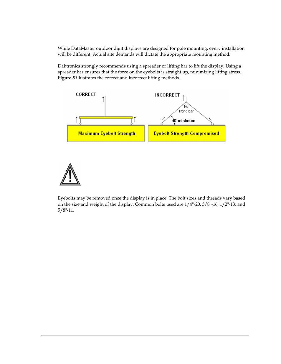 Lifting the displays, Figure 6: lifting the display, 3 lifting the displays | Daktronics DF-2100 User Manual | Page 13 / 74