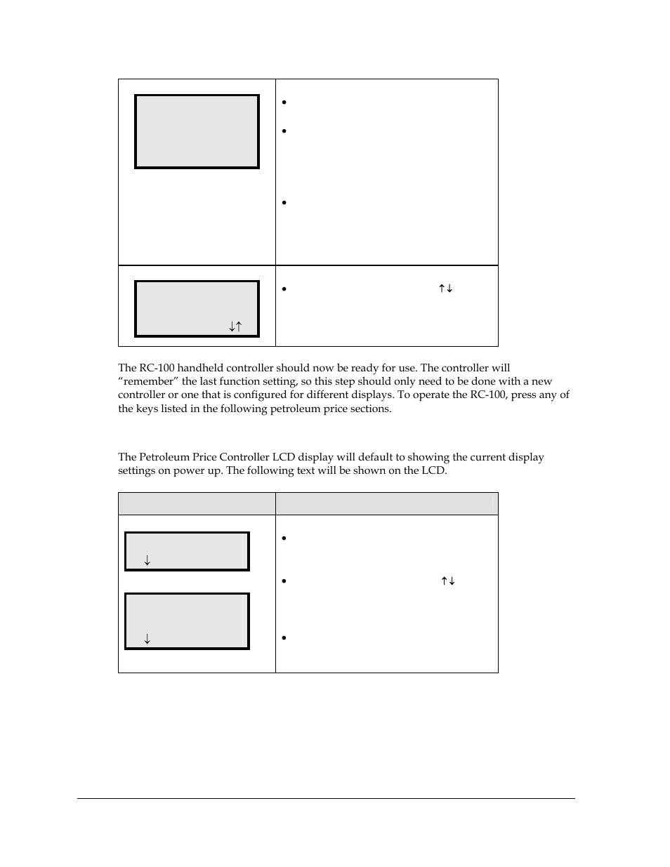 Rc-100 controller operation, Change function? press set funct, Select function gas price | Line price 1 | Daktronics DF-2100 User Manual | Page 44 / 74