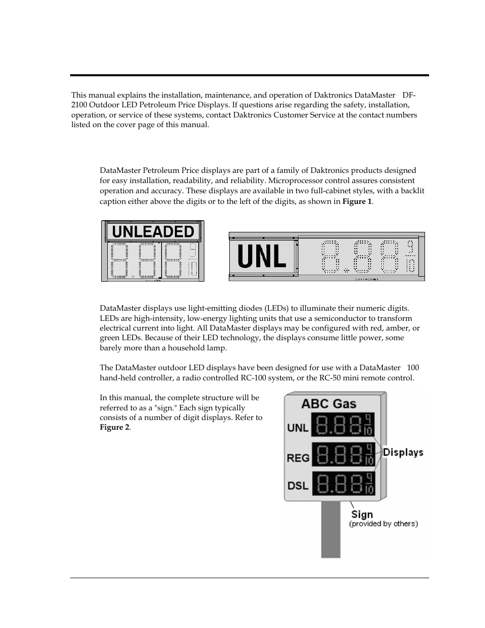 Introduction, Product overview, Section 1 | Figure 3: sign with digit displays, 1 product overview | Daktronics DF-2100 User Manual | Page 9 / 74