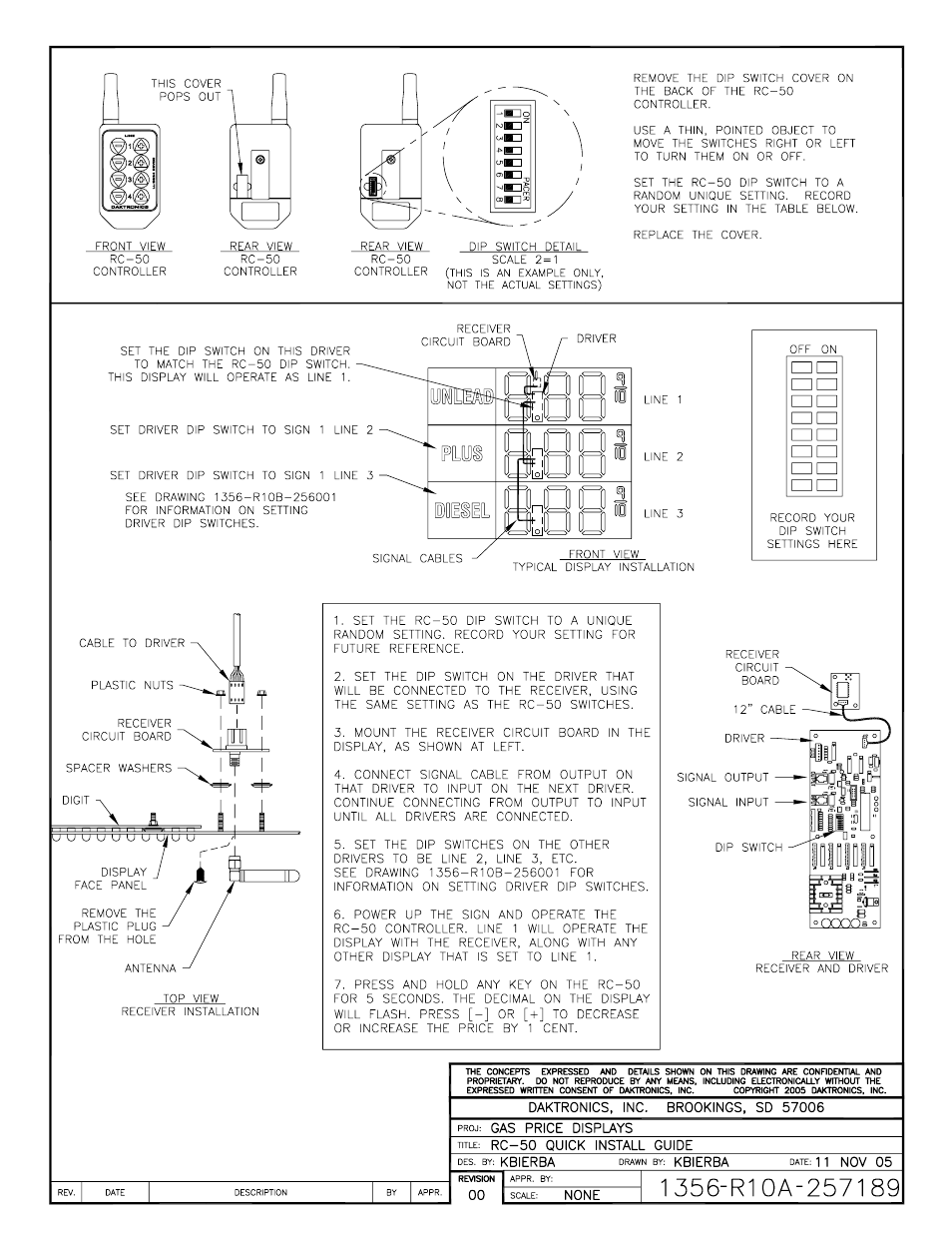 Drawing a-257189 | Daktronics DF-4000 User Manual | Page 63 / 71