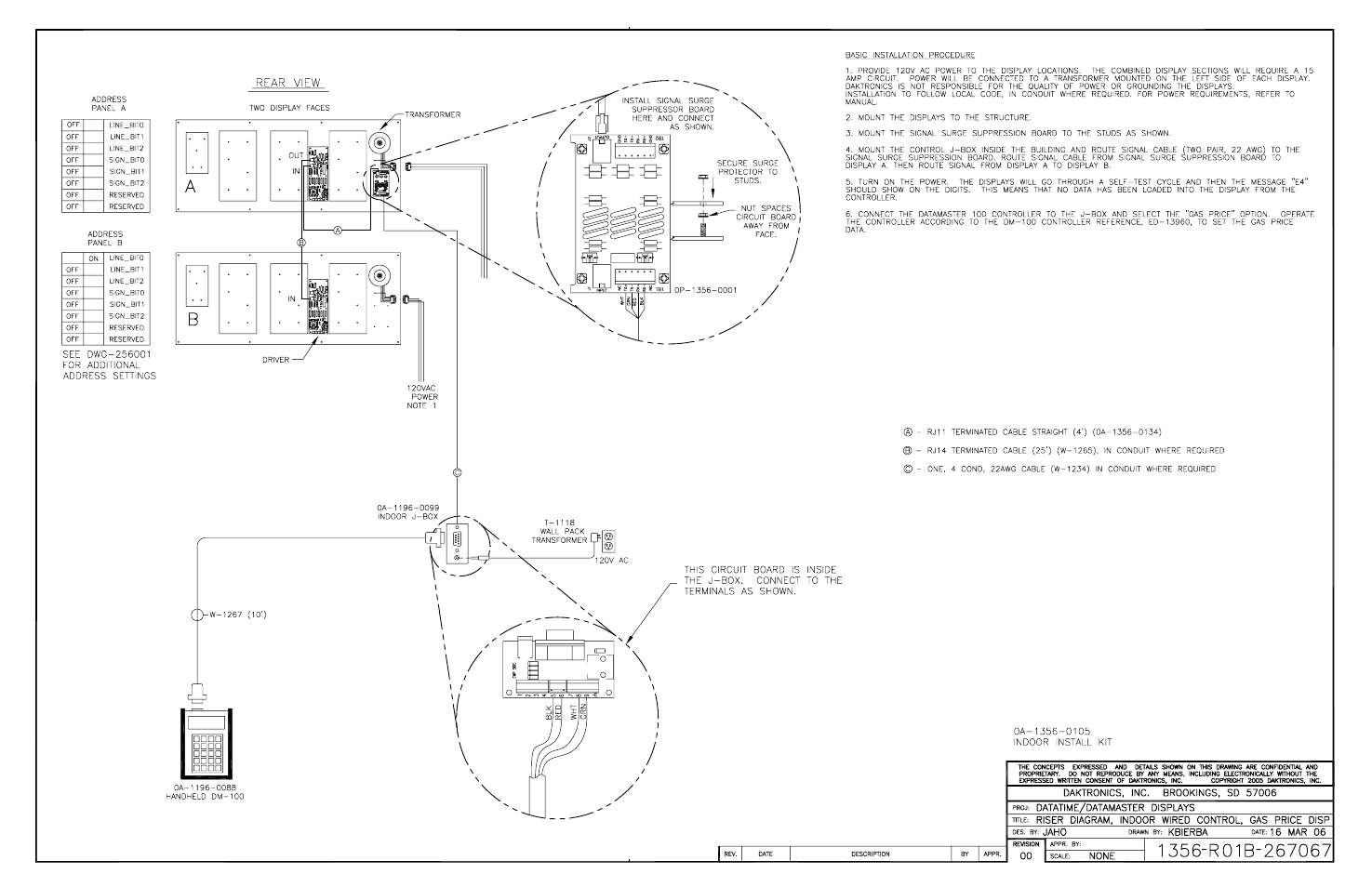 Drawing b-267067 | Daktronics DF-4000 User Manual | Page 70 / 71