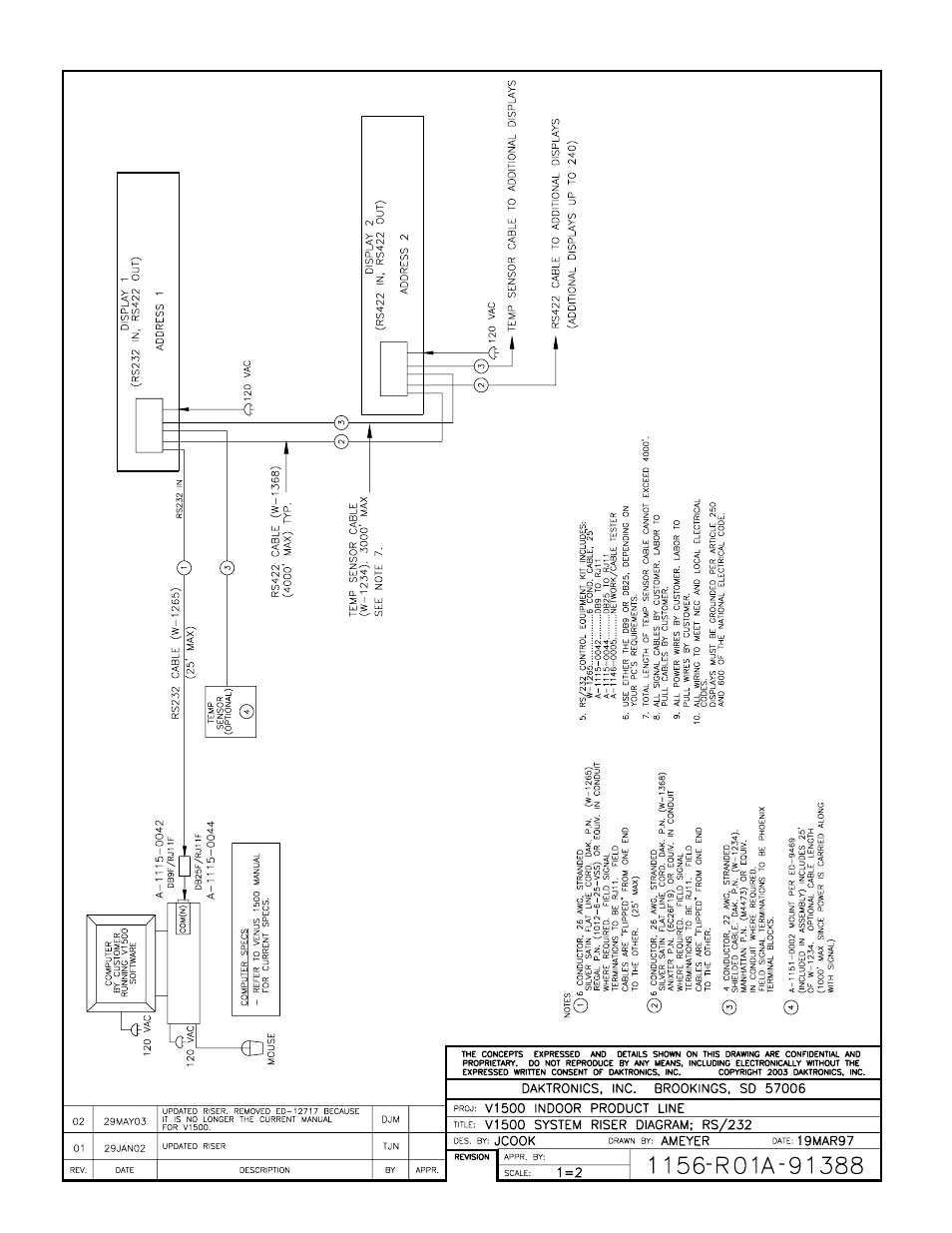 Drawing a-91388 | Daktronics S-100/S-200 User Manual | Page 44 / 71