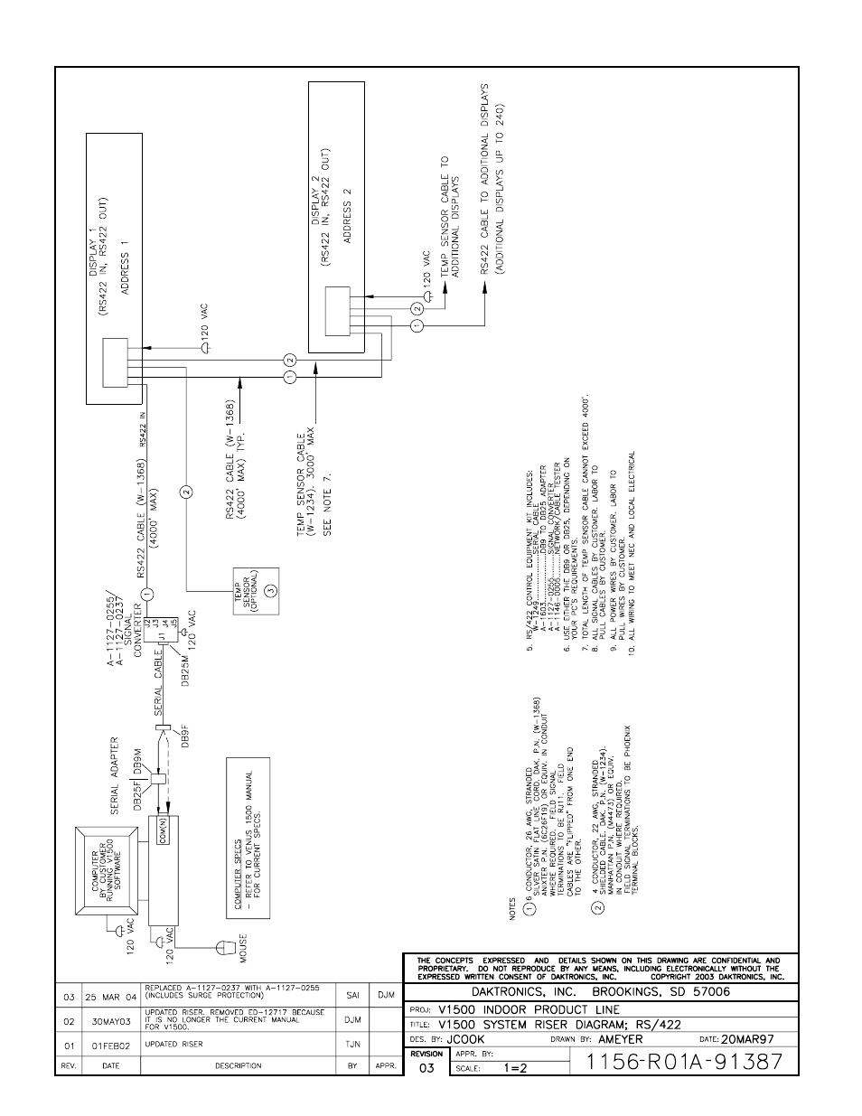 Drawing a-91387 | Daktronics S-100/S-200 User Manual | Page 45 / 71